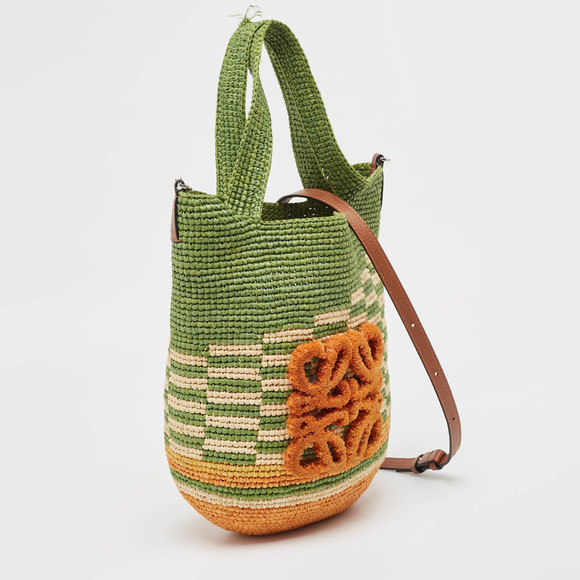 LOEWE Multicolor Raffia Slit Rainbow Anagram Bag - Picture 3 of 8